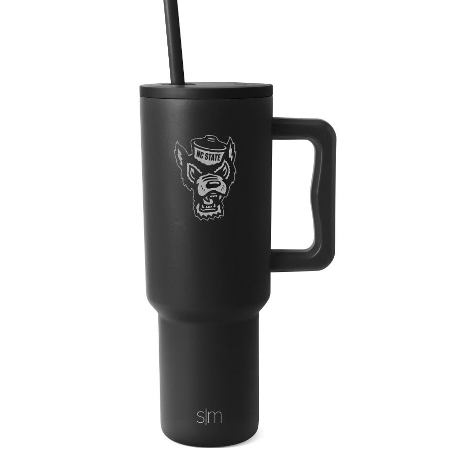 NC State Wolfpack Simple Modern Black 40 Trek Tumbler with Handle