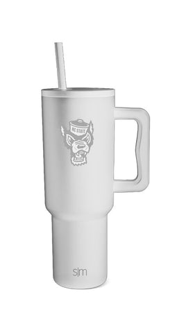 NC State Wolfpack Simple Modern White 40 oz Trek Tumbler with Handle