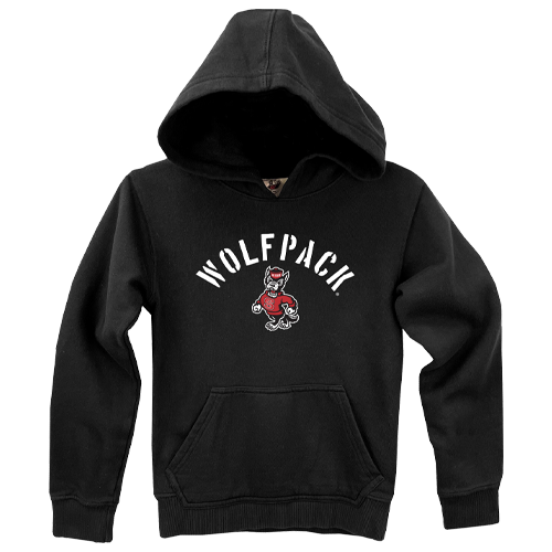 NC State Wolfpack Wes and Willy Toddler Black Wolfpack Stencil Strutting Wolf Hooded Sweatshirt
