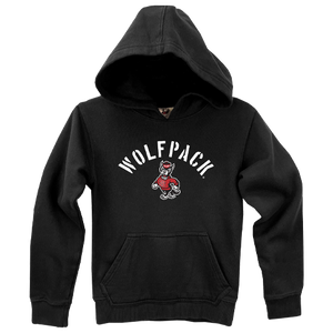 NC State Wolfpack Wes and Willy Toddler Black Wolfpack Stencil Strutting Wolf Hooded Sweatshirt