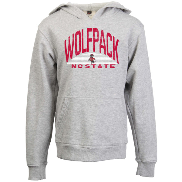 NC State Wolfpack Wes and Willy Youth Strutting Wolf Grey Hooded Sweatshirt