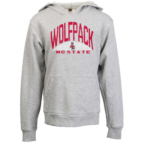 NC State Wolfpack Wes and Willy Youth Strutting Wolf Grey Hooded Sweatshirt