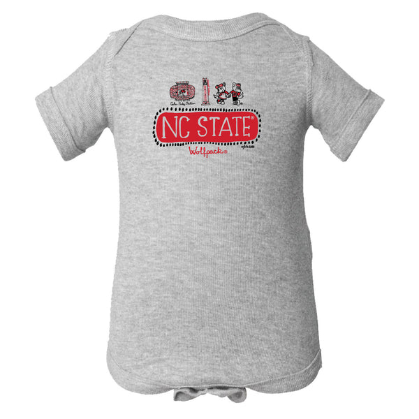 NC State Wolfpack Infant Grey Icons Onesie
