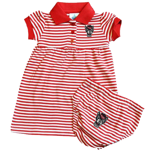 NC State Wolfpack Infant Striped Polo Dress and Bloomers