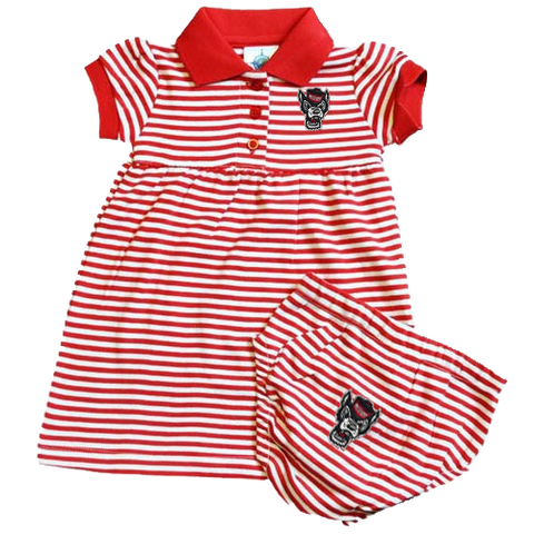 NC State Wolfpack Infant Striped Polo Dress and Bloomers