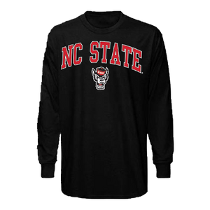 NC State Wolfpack Youth Black Arched Wolfhead Long Sleeve T-Shirt