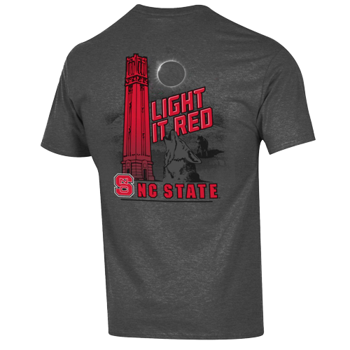 NC State Wolfpack Champion Granite Heather Light it Red T Shirt