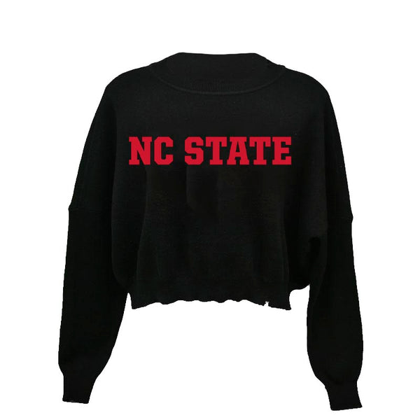NC State Wolfpack Women's Black "Ivy" Knit Cropped Sweater