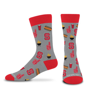 NC State Wolfpack Grey and Red Tailgate Dress Sock