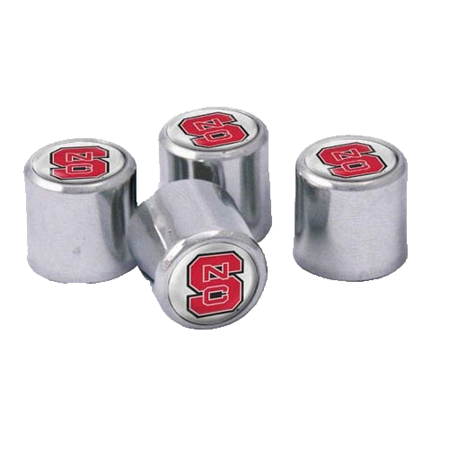 NC State Wolfpack Chrome Valve Stem Caps with Block S – Set of 4