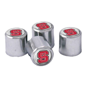 NC State Wolfpack Chrome Valve Stem Caps with Block S – Set of 4