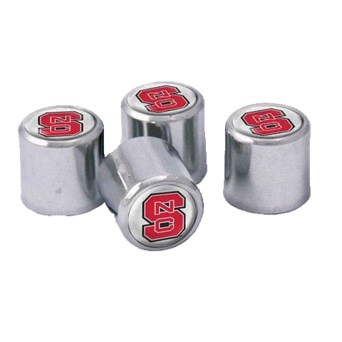 NC State Wolfpack Chrome Valve Stem Caps with Block S – Set of 4