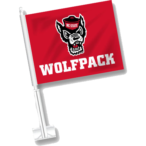 NC State Wolfpack Red Wolfhead Car Flag