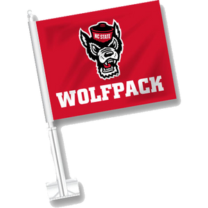 NC State Wolfpack Red Wolfhead Car Flag