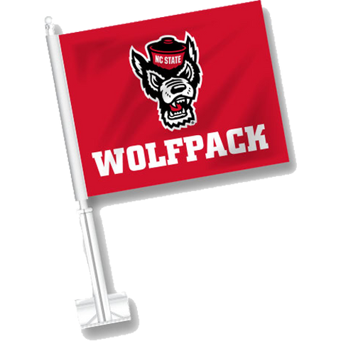 NC State Wolfpack Red Wolfhead Car Flag