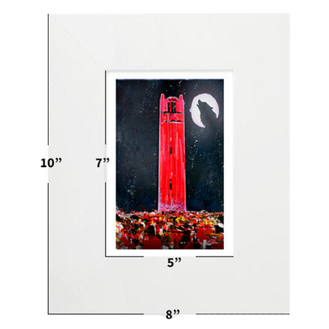 NC State Wolfpack Lew Wilson Art 5x7 Bell Tower Print
