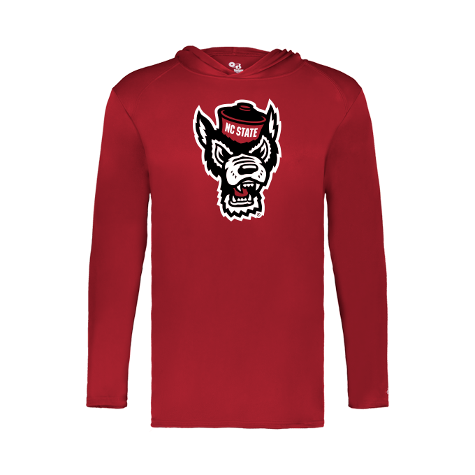 NC State Wolfpack Youth Red Performance Hooded Long Sleeve Shirt