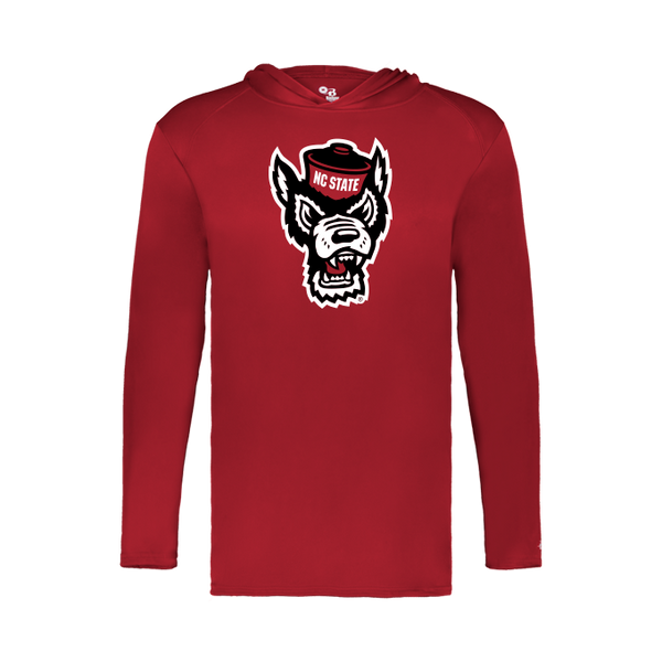 NC State Wolfpack Youth Red Performance Hooded Long Sleeve Shirt