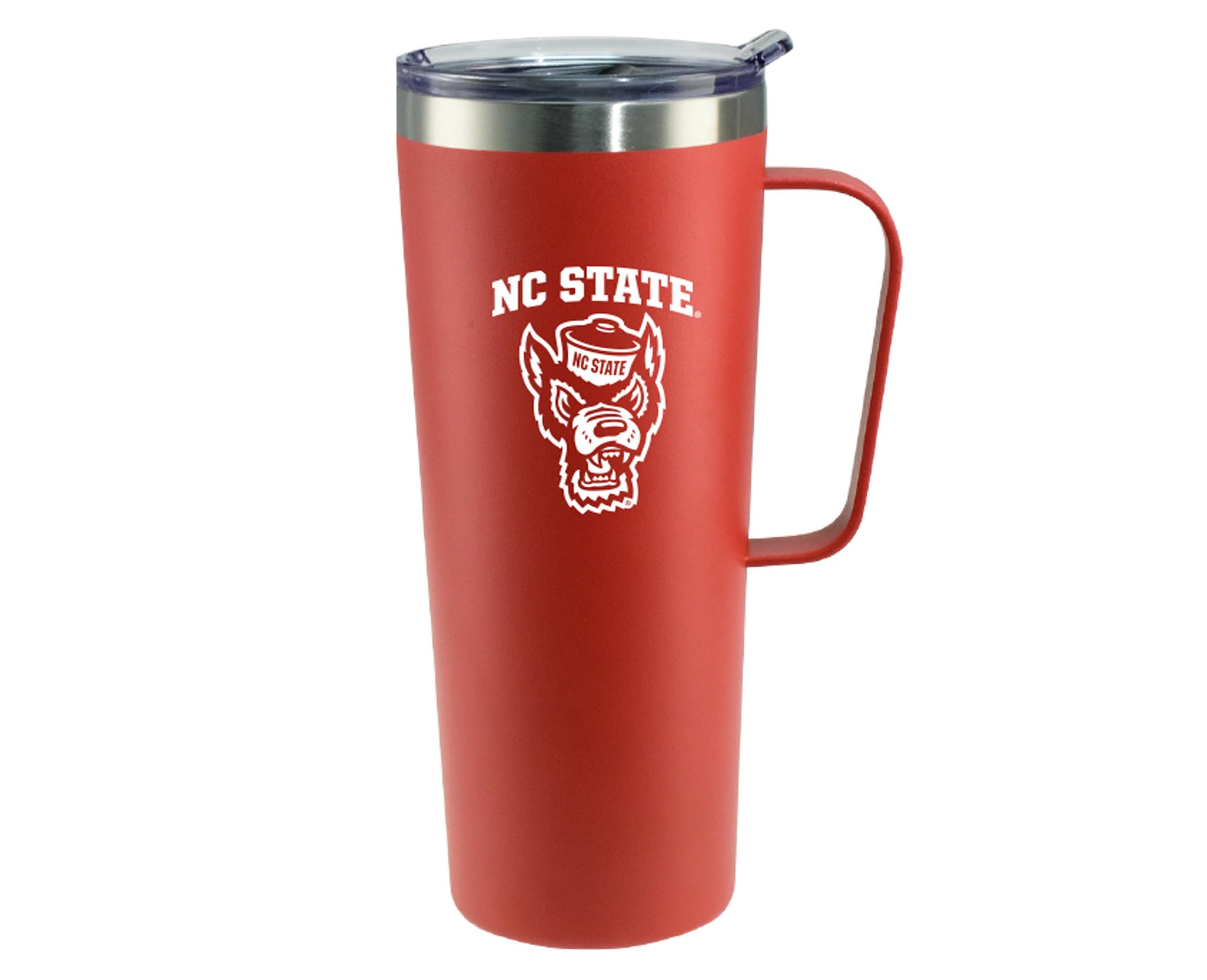 NC State Wolfpack 28 oz Red Wolfhead Powder Coated Handled Tumbler