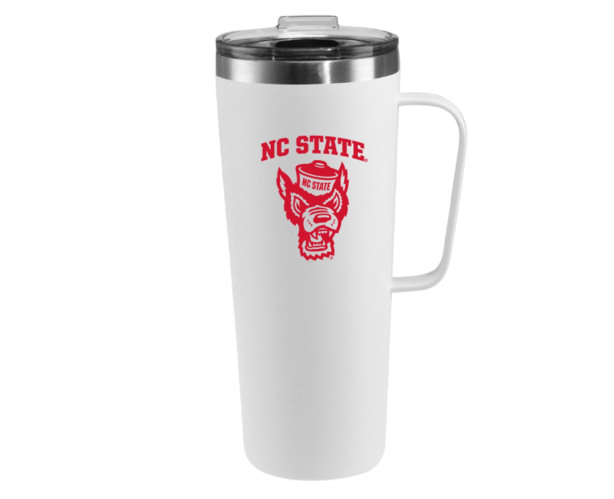 NC State Wolfpack 28 oz White Wolfhead Power Coated Handled