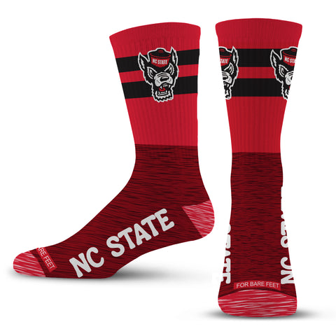 NC State Wolfpack FBF Retro Recall Melange Stripe Wolfhead Socks
