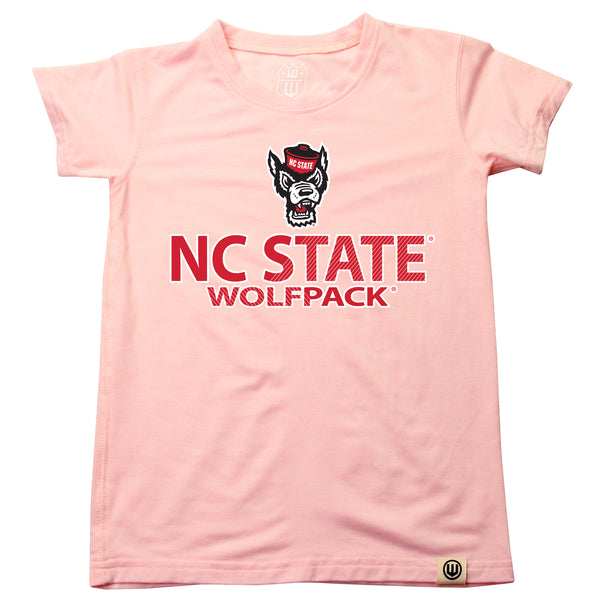 NC State Wolfpack Toddler Girls Pink TriBlend Wolfhead T-Shirt
