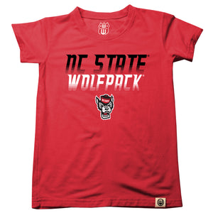 NC State Wolfpack Girls Tri Blend Red Kids Wolfhead Fade T-shirt