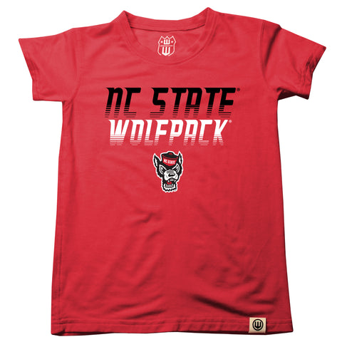 NC State Wolfpack Girls Tri Blend Red Toddler Wolfhead Fade T-shirt