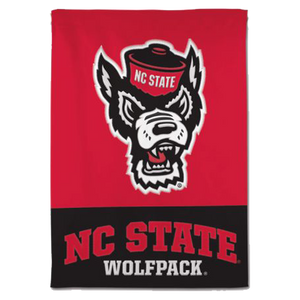 NC State Wolfpack Applique Wolfhead 28" x 40" 2 Sided Vertical Flag