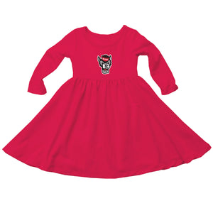 NC State Wolfpack Kids Red Long Sleeve Wolfhead Dress
