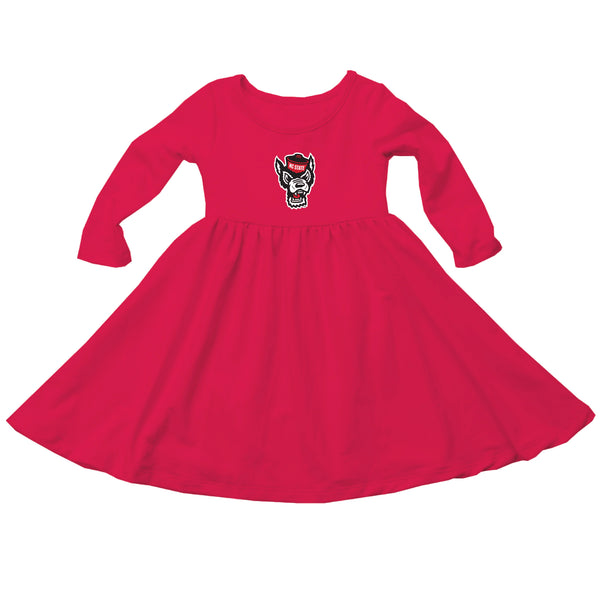 NC State Wolfpack Toddler Red Long Sleeve Wolfhead Dress