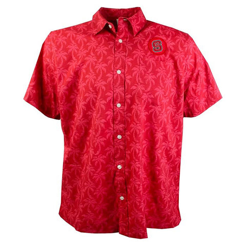 NC State Wolfpack Men's Red Palm Button Down Shirt