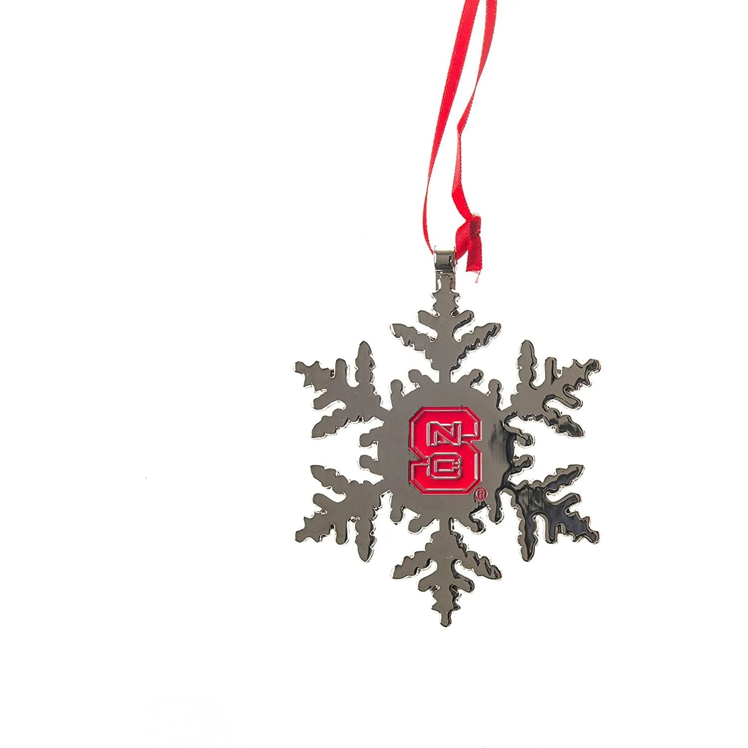 NC State Wolfpack Snowflake Block S Metal Ornament