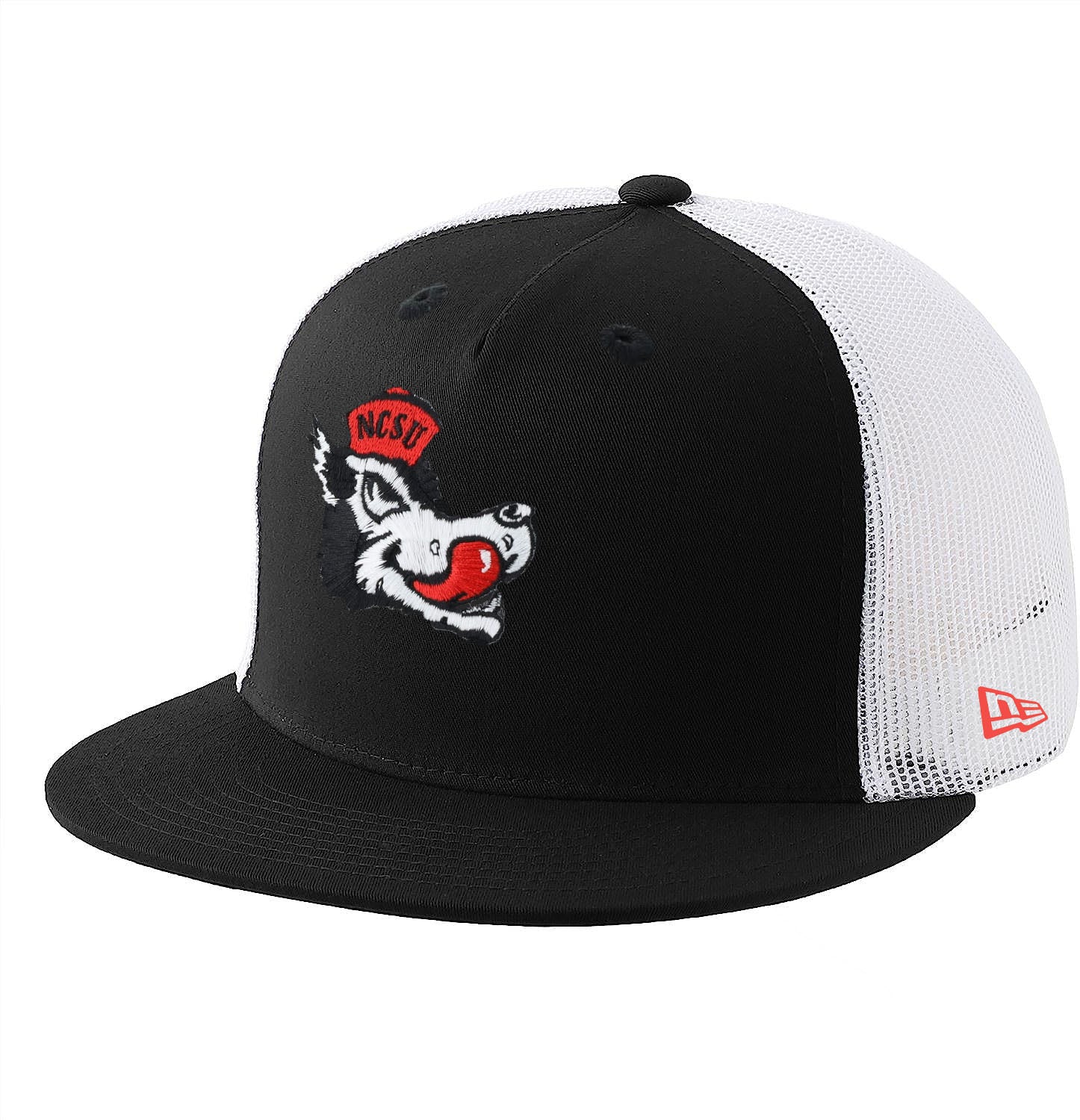 NC State Wolfpack New Era 9Fifty Low Profile Black Slobbering Wolf Trucker Flatbill Adjustable Snapback Hat