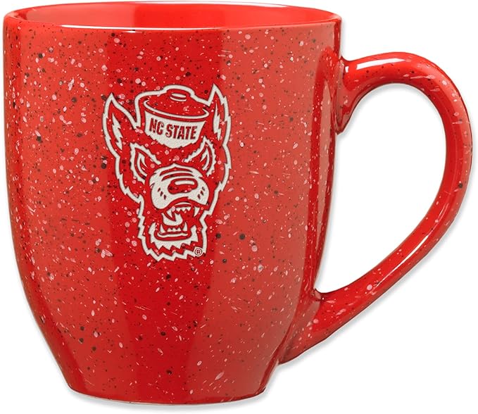 NC State Wolfpack Red 16oz Etched Wolfhead Speckled Mug