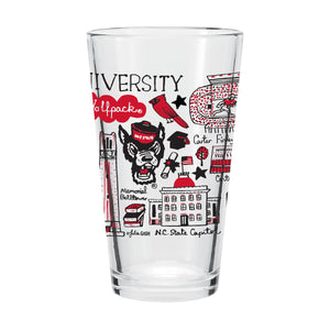NC State Wolfpack 16oz Julia Gash Pint Glass