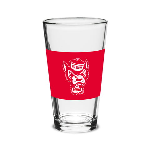 NC State Wolfpack Red Wolfhead Gameday Wrap 16 oz Pint Glass