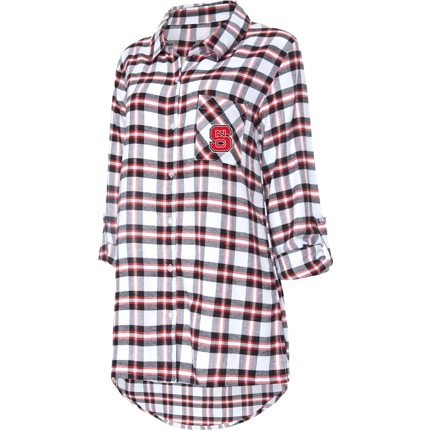 NC State Wolfpack Women's Black/Red Block S Sienna Flannel Button Down Shirt