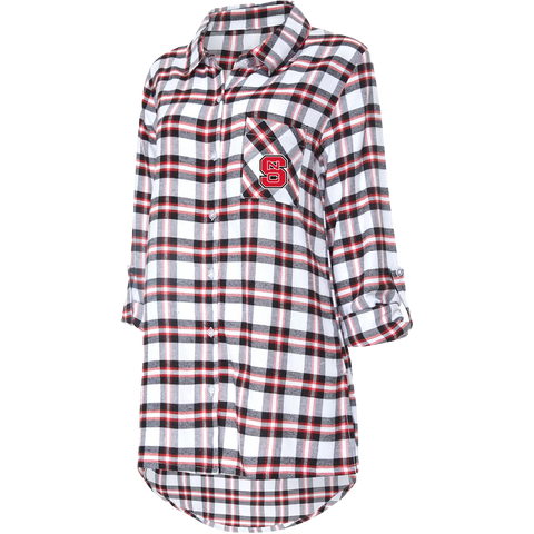 NC State Wolfpack Women's Black/Red Block S Sienna Flannel Button Down Shirt