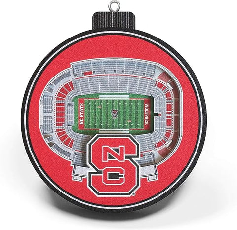 NC State Wolfpack 3D Stadium View Wooden Ornament