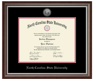 NC State Wolfpack Silver Engraved Medallion Diploma Frame