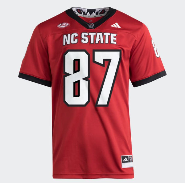 NC State Wolfpack adidas 2025 Red #87 Premier Football Jersey