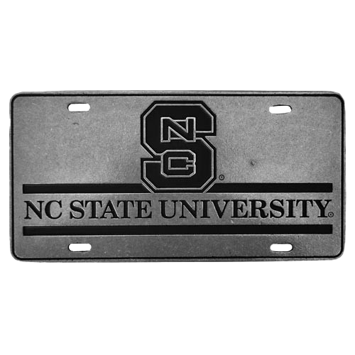 NC State Wolfpack University Block S Pewter License Plate