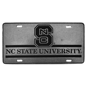 NC State Wolfpack University Block S Pewter License Plate