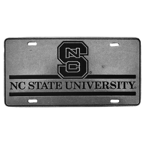 NC State Wolfpack University Block S Pewter License Plate