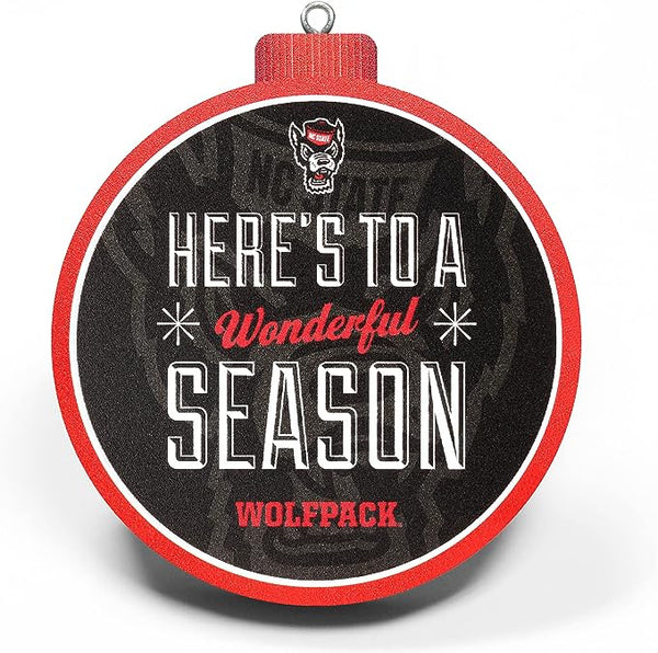 NC State Wolfpack 3D Wolfhead and Block S Logo Wooden Ornament