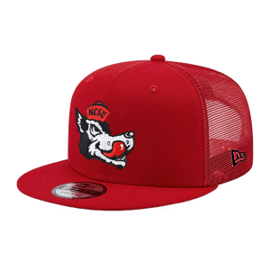 NC State Wolfpack New Era 9Fifty Red Mesh Slobbering Wolf Flatbill Adjustable Hat