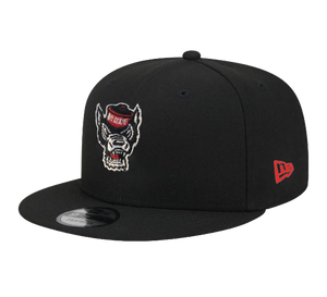 NC State Wolfpack New Era 9Fifty Black Wolfhead Flatbill Adjustable Hat