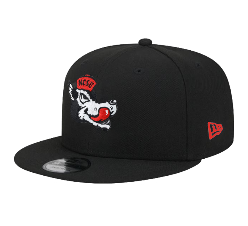 NC State Wolfpack New Era 9Fifty Black Slobbering Wolf Flatbill Adjustable Hat