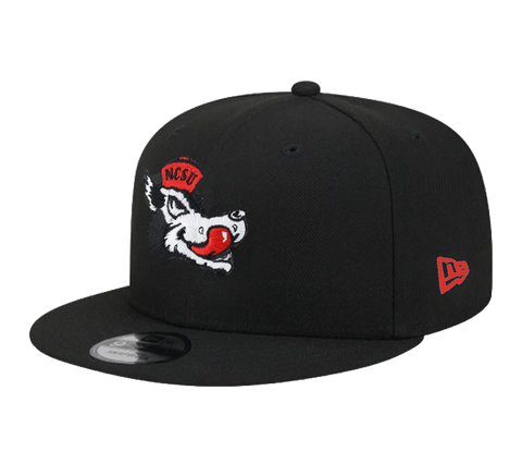 NC State Wolfpack New Era 9Fifty Black Slobbering Wolf Flatbill Adjustable Hat